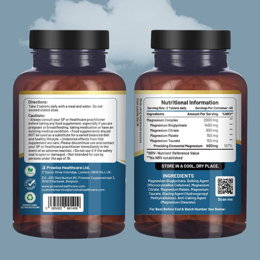 Magnesium Glycinate Complex - 90 Vegan Tablets - by Prowise